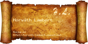 Horváth Lambert névjegykártya